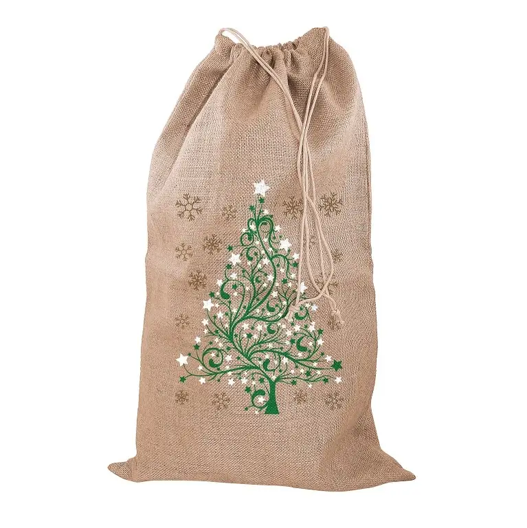 Christmas tree printed jute sack wholesale
