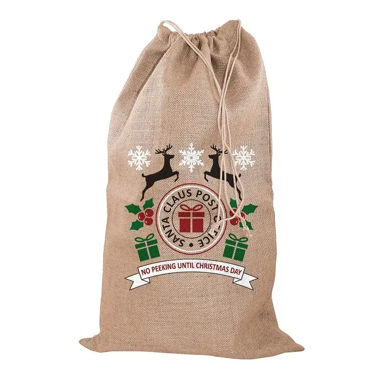 printed Christmas jute sack stocking