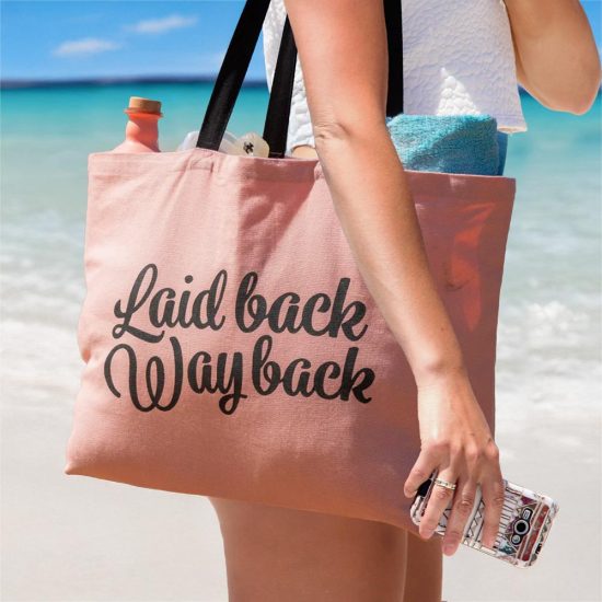 Large pink cotton canvas beach bag